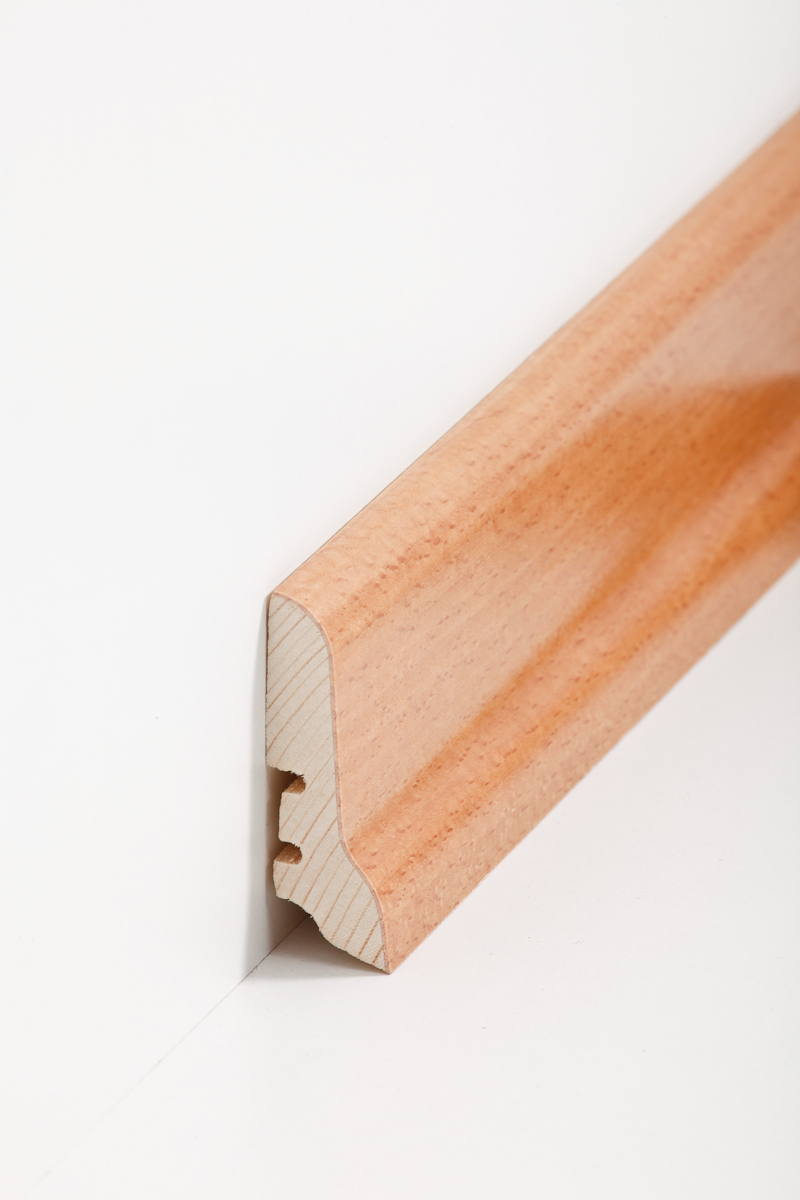 Holzfußleiste Buche gedämpft furniert, 20 x 60 mm